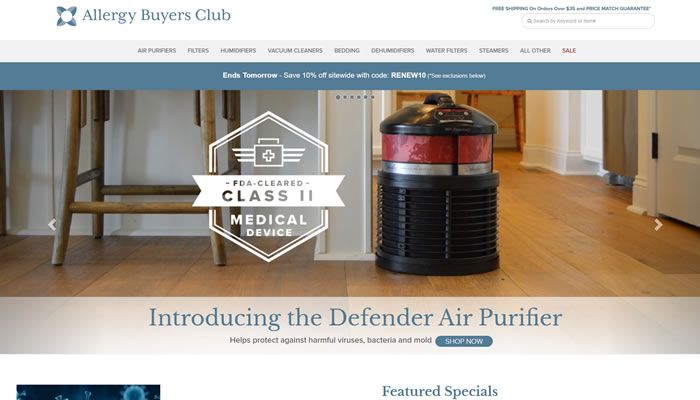 美国在线购买空气净化器、除湿器、加湿器网站