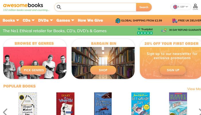 英国书籍、CD、DVD和游戏的第一道德零售商