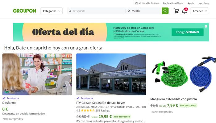 Groupon西班牙官方网站