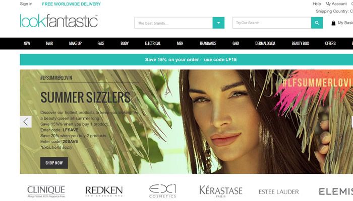 英国著名的美容护肤和护发产品购物网站