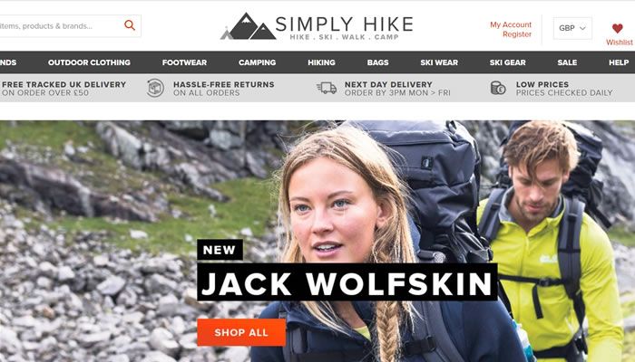英国露营设备和户外服装购物网站